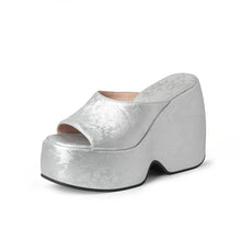 Load image into Gallery viewer, Wedge Heel Jacquard Plus-Size Open-Toe Platform Sandals