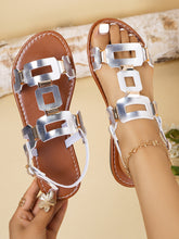 Load image into Gallery viewer, Plus-size Belt-buckle Flat Hollow-out Sandals