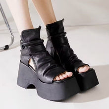 Load image into Gallery viewer, Womens Retro Platform Round-Toe Versatile High-Top Sandals