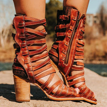 Load image into Gallery viewer, Womens Retro Stiletto-Strap Cutout Sandals