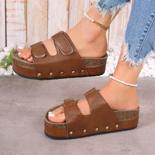 Load image into Gallery viewer, Womens Beach Shoes With Thick Soles Rivets Velcro Straps And Round Toes