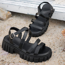 Load image into Gallery viewer, Platform All-match Hollowed-out Mid-heel Strappy Sandals