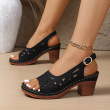 Load image into Gallery viewer, Retro-style Hollow-out Fashionable Fish-mouth Sandals With A Buckle For Outerwear