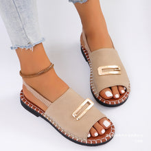 Load image into Gallery viewer, Womens Fabric Strap Flat Sandals With Elastic Band And Buckle