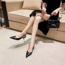Load image into Gallery viewer, French Style Low Heel Sandals For Women Summer 2025 Spring Black Pointed Toe Kitten Heel Pumps Elegant High Heels