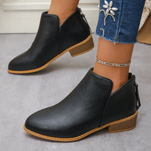 Load image into Gallery viewer, Women's Pointed-toe Leather Boots With Back Zipper