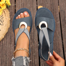 Load image into Gallery viewer, Plus-size Fish-mouth Wedge Sandals With A Jute Sole And Elastic Strap