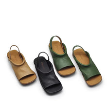Load image into Gallery viewer, Soft-leather Square-toe Flat-heeled Womens Open-toe Roman-style All-match Beach Sandals For Outdoor Wear