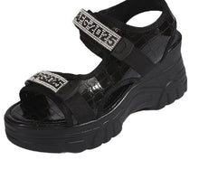 Load image into Gallery viewer, Womens Rhinestone Lettered Wedge-Heel Casual Sandals