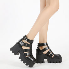 Load image into Gallery viewer, Beijing Hollow-out Roman Sandals Woven Vintage Breathable With Chunky Heels And Thick Soles