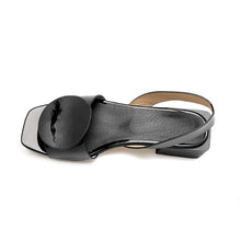 Load image into Gallery viewer, Patent Leather Buckle Mid-heel Open-toe Womens Shoes