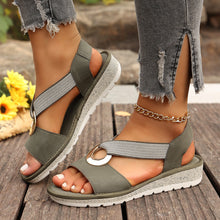 Load image into Gallery viewer, Plus-size Fish-mouth Wedge Sandals With A Jute Sole And Elastic Strap