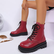 Load image into Gallery viewer, Women's Round-toe Plus-size Lace-up Chunky-sole Ankle Boots