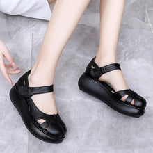 Load image into Gallery viewer, Womens Genuine Leather Closed-Toe Roman Sandals