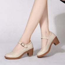 Load image into Gallery viewer, Chunky-heeled Buckle Shoes With Thermoplastic Rubber Soles Round Toe Low Cut