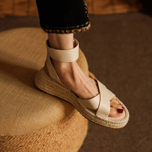 Load image into Gallery viewer, Womens All-leather Braided Vintage Flat Sandals With A Wedge Heel