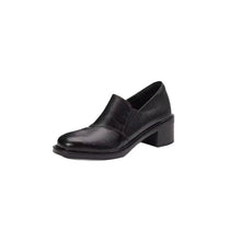Load image into Gallery viewer, Chunky-heeled Non-slip Soft Leather Pumps Slip-on Loafers