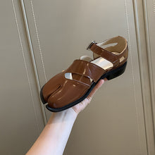 Load image into Gallery viewer, Women's Split-toe Hollow-out Flat Leather Shoes