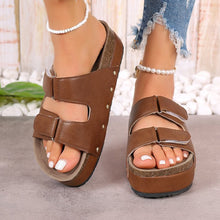 Load image into Gallery viewer, Womens Beach Shoes With Thick Soles Rivets Velcro Straps And Round Toes
