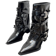 Load image into Gallery viewer, High-heeled Elegant Shaft-style Studded Belt-buckle Fashion Ankle Boots