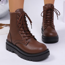 Load image into Gallery viewer, Women's Round-toe Plus-size Lace-up Chunky-sole Ankle Boots