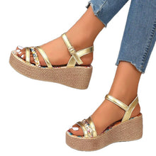 Load image into Gallery viewer, Womens Color-Block Round-Toe Open-Toe Sandals