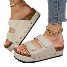 Load image into Gallery viewer, Womens Beach Shoes With Thick Soles Rivets Velcro Straps And Round Toes