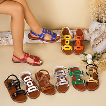 Load image into Gallery viewer, Plus-size Belt-buckle Flat Hollow-out Sandals