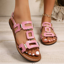 Load image into Gallery viewer, Plus-size Belt-buckle Flat Hollow-out Sandals