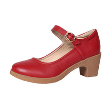 Load image into Gallery viewer, Chunky-heeled Buckle Shoes With Thermoplastic Rubber Soles Round Toe Low Cut