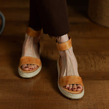 Load image into Gallery viewer, Womens All-leather Braided Vintage Flat Sandals With A Wedge Heel