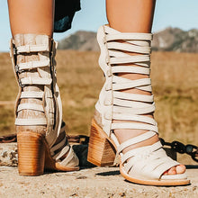 Load image into Gallery viewer, Womens Retro Stiletto-Strap Cutout Sandals