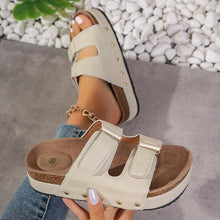 Load image into Gallery viewer, Womens Beach Shoes With Thick Soles Rivets Velcro Straps And Round Toes