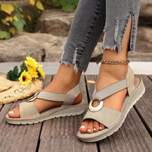 Load image into Gallery viewer, Plus-size Fish-mouth Wedge Sandals With A Jute Sole And Elastic Strap