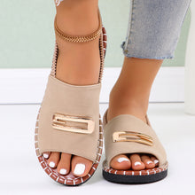Load image into Gallery viewer, Womens Fabric Strap Flat Sandals With Elastic Band And Buckle