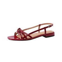 Load image into Gallery viewer, French-style Square-toe Bow Flat Sandals For Women