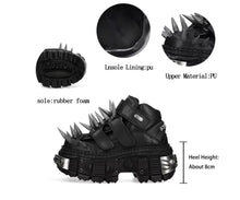 Load image into Gallery viewer, Women's Black Thick-soled Buckle-up Motorcycle Boots