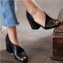 Load image into Gallery viewer, Womens Plus-Size Chunky-Heel Casual Peep-Toe Sandals