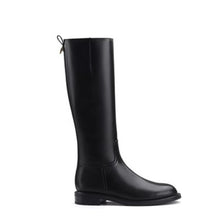 Load image into Gallery viewer, Knee-high Fleece-lined Round-toe Low-heeled With Side Zippers Womens High-rise Riding Boots