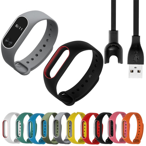 Sale Xiaomi Mi Band 2 Strap and charger For Mi Band 2 Silicone Strap Bracelet Replacement Wristband Colorful wrist Strap