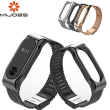 Mijobs Mi Band 2 Strap Bracelet for xiaomi Mi Band 2 wrist strap Mi band2 Smart Band Strap MiBand 2 Wristband black Magnet Metal