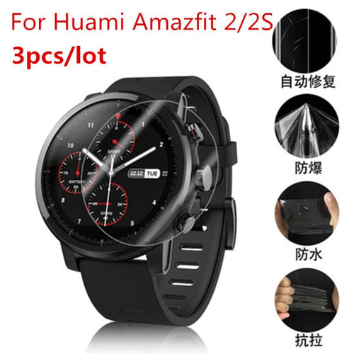 3pcs Soft TPU Full Screen Protector For Xiaomi Huami Amazfit Stratos Pace 2 2S Sport Smart Watch Protective Guard Film Cover