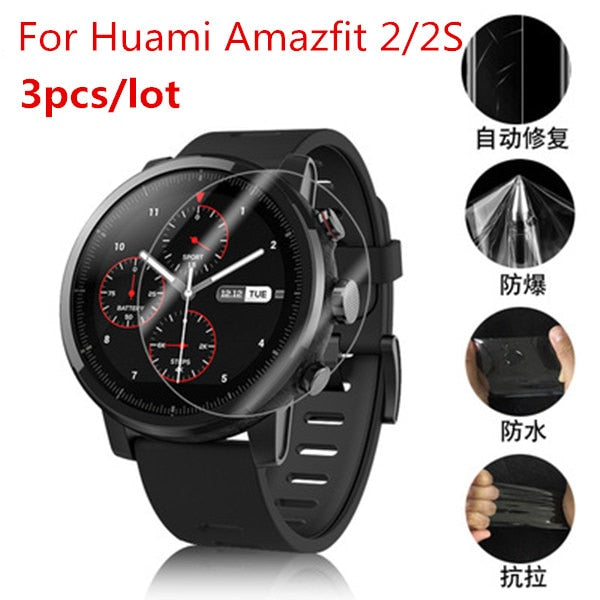 3pcs Soft TPU Full Screen Protector For Xiaomi Huami Amazfit Stratos Pace 2 2S Sport Smart Watch Protective Guard Film Cover