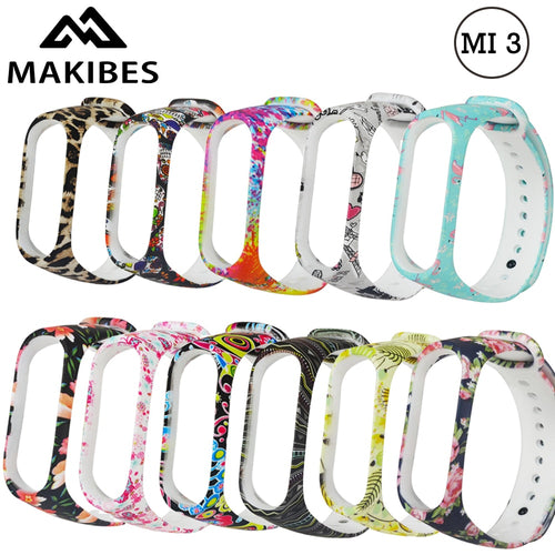New Original Painted pattern Replacement Leopard Strap Silicon Waterproof clock watches Watch Band for Xiaomi Mi Band 3 Bracelet