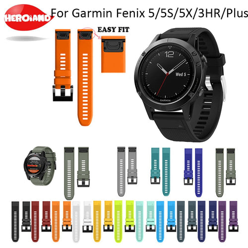 26 22 20MM Watchband Strap for Garmin Fenix 5X 5 5S 3 3HR D2 S60 GPS Watch Quick Release Silicone Easyfit Wrist Band Strap