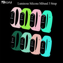 BOORUI Luminous Silicone Miband 3 Strap pulsera adjustable Colorful wrist strap replacement for xiaomi mi 3 smart bracelets band