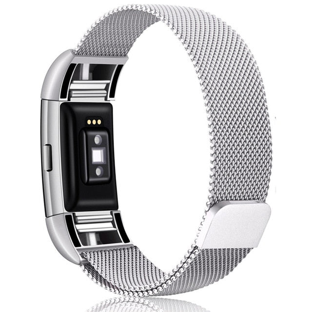 JKER Stainless Steel Magnetic Milanese Loop Band for Fitbit Charge 2 Replacement Wristband Strap for Fitbit Charge 3 Watchband