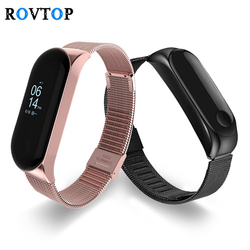 Rovtop Wrist Band Bracelet Strap for Xiaomi Mi Band 3 MiBand 3 Strap Metal Bracelet Stainless Steel Wrist Strap Z2