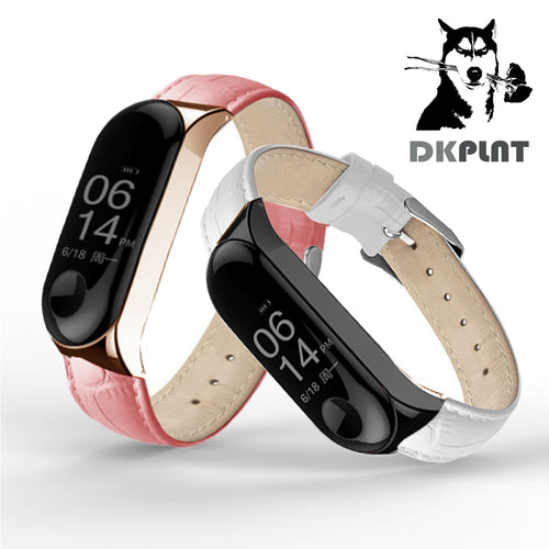 Black Rose Gold Case Smart Watch band for Xiaomi Mi Band 3 Leather strap For xiaomi mi band 3 bracelet Miband 3 Strap