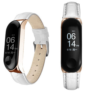 Black Rose Gold Case Smart Watch band for Xiaomi Mi Band 3 Leather strap For xiaomi mi band 3 bracelet Miband 3 Strap